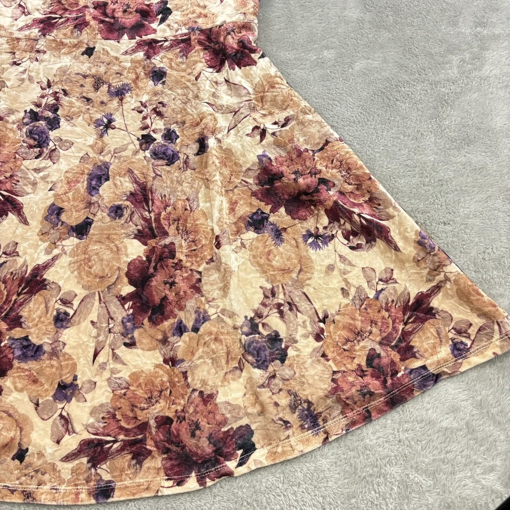Xhilaration Velour Shift Dress Womens XXL Multicolor Floral Lace Romantic Boho - Picture 5 of 16
